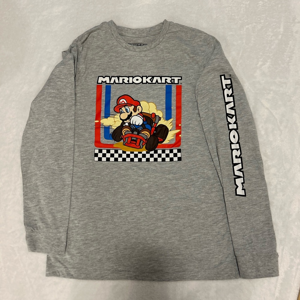 Mario Kart Gray Long Sleeve Tee for Kids
